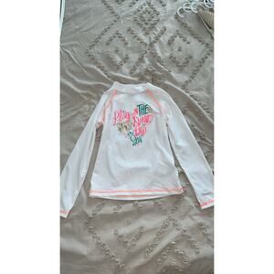 Cat & Jack girls 6/6x long sleeve swim top “ play in the sand dream in the sea”